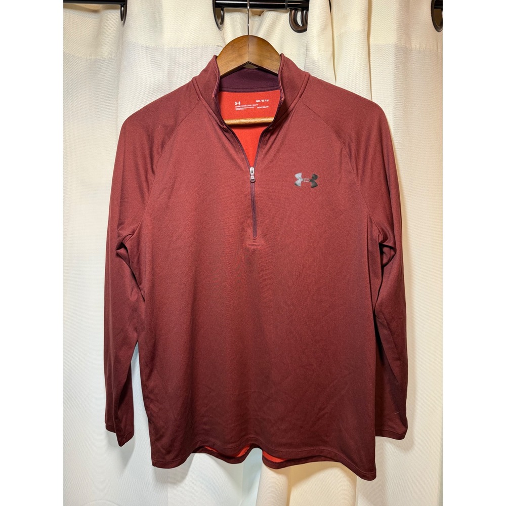 Under Armour HeatGear Men's Quarter Zip Pullover Medium Burgundy LS Loose